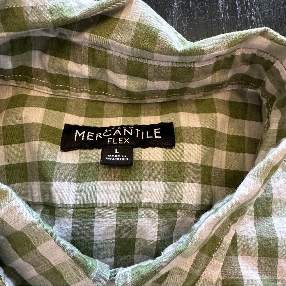 J. Crew Large Checkered White and Green Button Down Dress Shirt